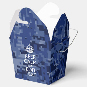 Caixinha De Lembrancinhas O camo digital azul MANTEM A CALMA E edita o texto