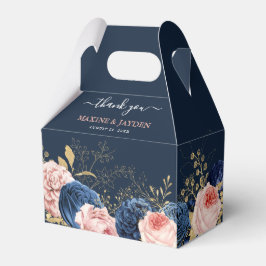 Caixinha De Lembrancinhas O Elegante Blush & Marinho Floral Casamento Obriga