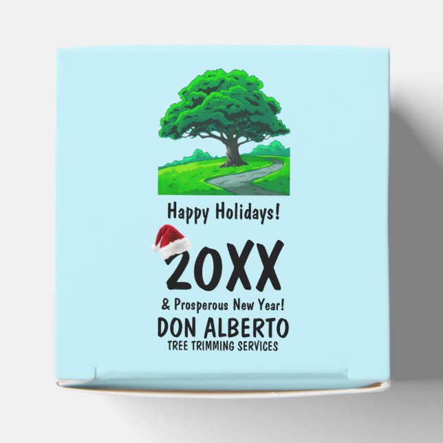 Caixinha De Lembrancinhas Oak Tree Logo | Tree Trimming Santa Hat Holiday (Topo)