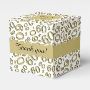 Caixinha De Lembrancinhas Obrigado 60º Padrão de Número Dourado/Branco