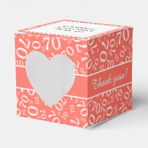 Caixinha De Lembrancinhas Obrigado 70 Birthday Coral/White Number Padrão