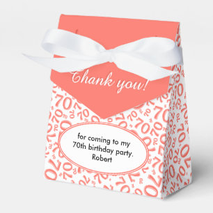 Caixinha De Lembrancinhas Obrigado 70 Birthday Coral/White Number Padrão