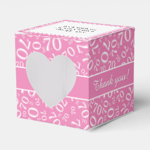 Caixinha De Lembrancinhas Obrigado 70 Birthday Pink/White Number Padrão