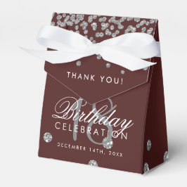 Caixinha De Lembrancinhas Obrigado Aniversário Prata Confetti Burgundy