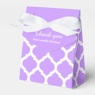 Caixinha De Lembrancinhas Obrigado branco roxo do teste padrão da treliça