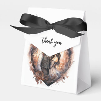 Caixinha De Lembrancinhas Obrigado casal de aquarela romântica