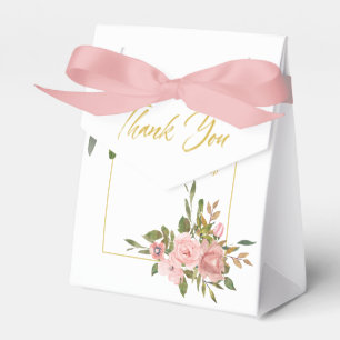 Caixinha De Lembrancinhas Obrigado casamento rosa e dourado floral