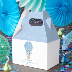 Caixinha De Lembrancinhas Obrigado Chá Blue Elephant Baby Boy