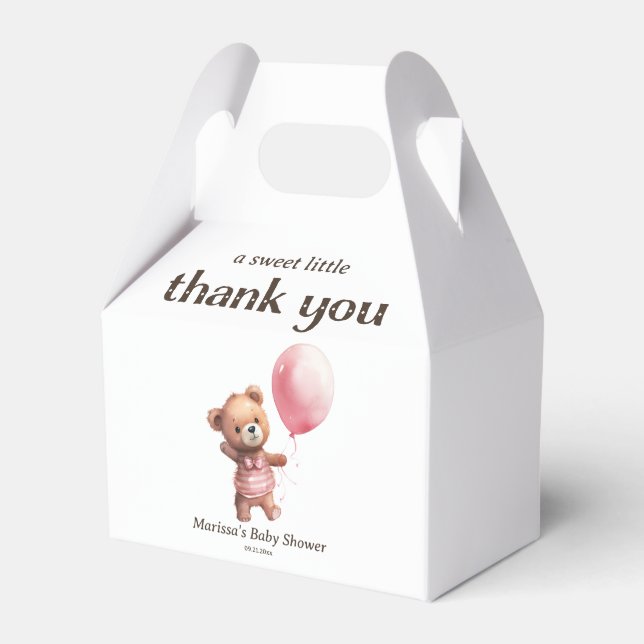 Caixinha De Lembrancinhas Obrigado, Chá de fraldas Da Teddy Bear Girl (Frente)