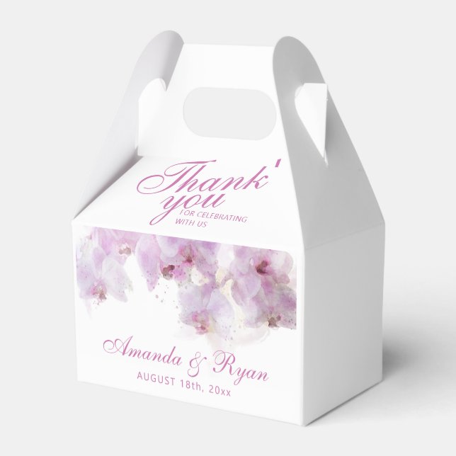 Caixinha De Lembrancinhas Obrigado De Casamento Da Flor De Água Da Orquídea  (Frente)