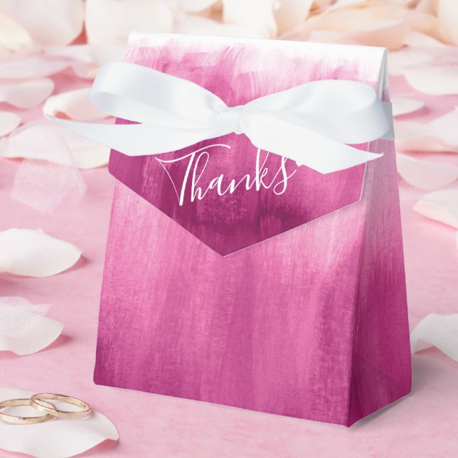 Caixinha De Lembrancinhas Obrigado de casamento de lavagem rosa com aquarela (Casamento)