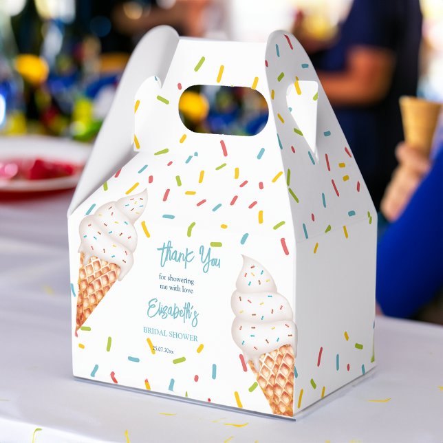 Caixinha De Lembrancinhas Obrigado de chá de panela de sorvete cooptado (Scooped up ice cream bridal shower thank you favor box)