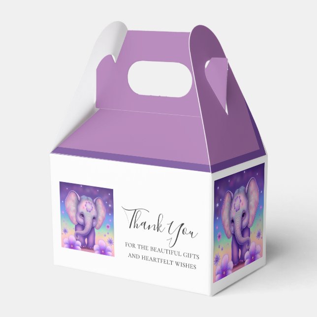 Caixinha De Lembrancinhas Obrigado de elefante bonito (Frente)