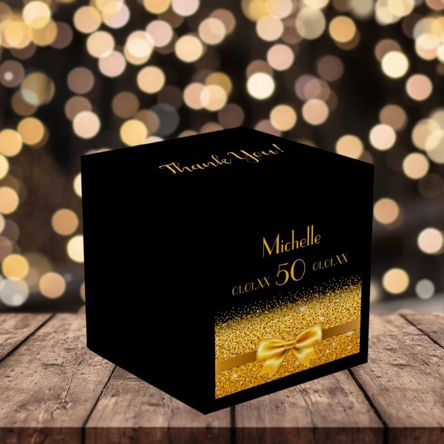 Caixinha De Lembrancinhas obrigado de ouro preto da 50ª festa de aniversário (Criador carregado)