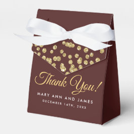 Caixinha De Lembrancinhas Obrigado, Dourado Faux Glitter Confetti Marsala