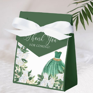 Caixinha De Lembrancinhas Obrigado Emerald Green Peony Princesa Vestido