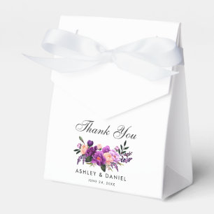 Caixinha De Lembrancinhas Obrigado floral roxo ultravioleta você casamento
