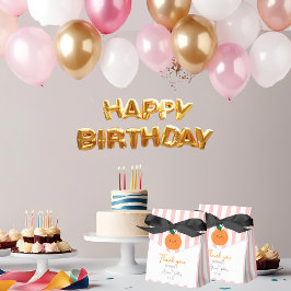 Caixinha De Lembrancinhas Obrigado Lindas listras rosquinhas sorrindo laranj