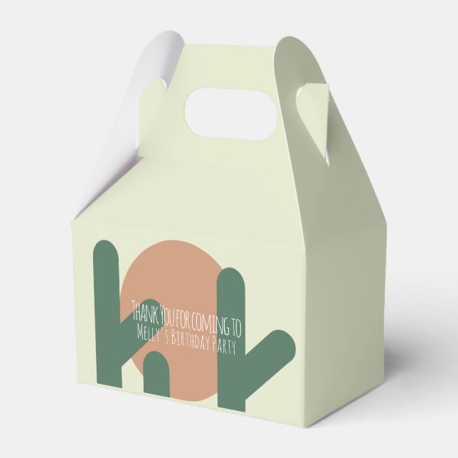 Caixinha De Lembrancinhas Obrigado por Festa de Aniversário de Cactus Modern (Frente)
