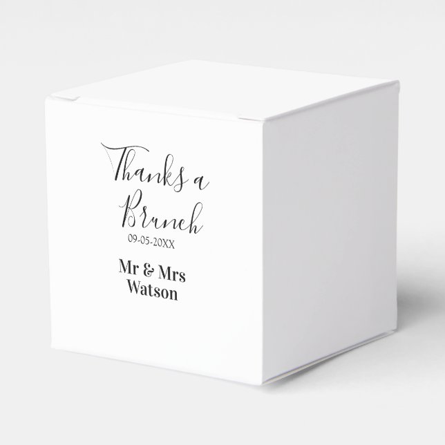 Caixinha De Lembrancinhas Obrigado um brunch pós-casamento nome data simples (Frente)