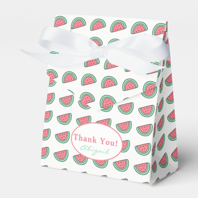Caixinha De Lembrancinhas Obrigado! | Watermelon Pattern Tent Favor Box (Frente)