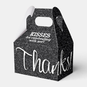 Caixinha De Lembrancinhas OBRIGADOS Negra Faux Glitter