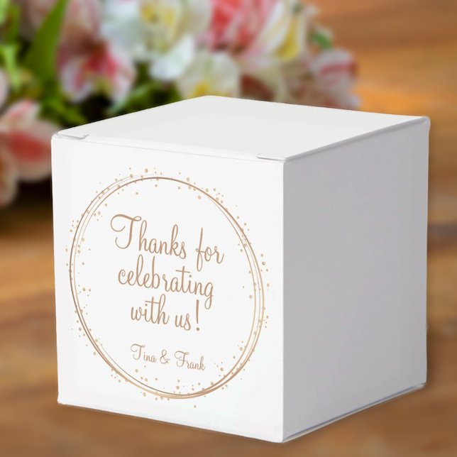 Caixinha De Lembrancinhas Obrigados para celebrar conosco Dourado Sparkle (Personalized favor box for weddings, anniversary parties or birthdays.)