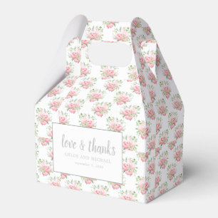 Caixinha De Lembrancinhas Obrigados, Peony Pink Watercolor Floral