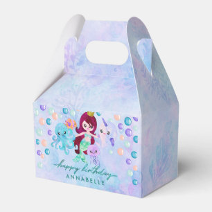 Caixinha De Lembrancinhas Oceano sob o feliz aniversario do tema da sereia