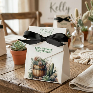 Caixinha De Lembrancinhas Oh Baby! Rustic Succulents & Cacti Baby Shower