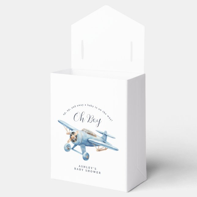 Caixinha De Lembrancinhas Oh Boy! Adventure Awaits Airplane Boy Baby Shower (Aberto)