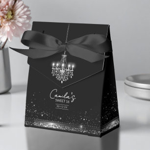 Caixinha De Lembrancinhas Old Hollywood B & W Chandelier Sweet 16 ID1108