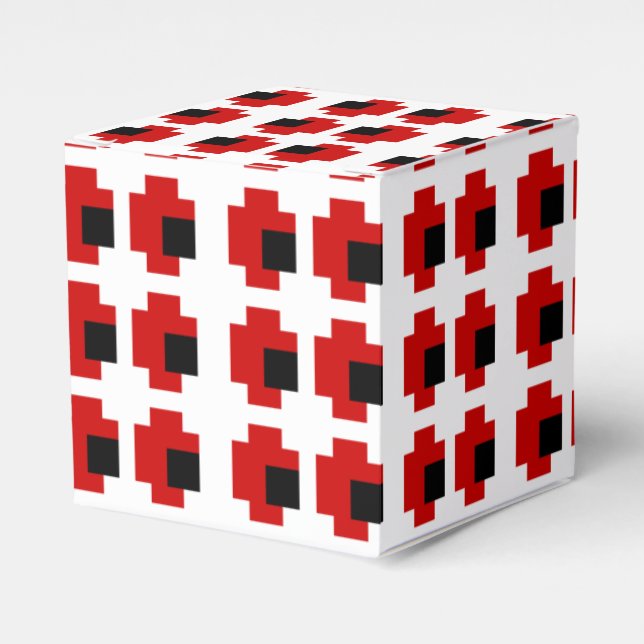 Caixinha De Lembrancinhas Olhos Vermelhos Brancos de 8 Bits (Frente)