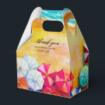 Caixinha De Lembrancinhas Ondas de Areia de Praia Obrigado<br><div class="desc">Ondas em uma praia arenosa e banhistas sob guarda-sóis coloridos,  as caixas de lembranças de empena são divertidas para qualquer ocasião de verão.</div>