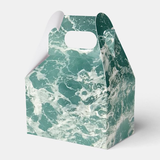 Caixinha De Lembrancinhas Ondas Verdes Azuis (Frente)