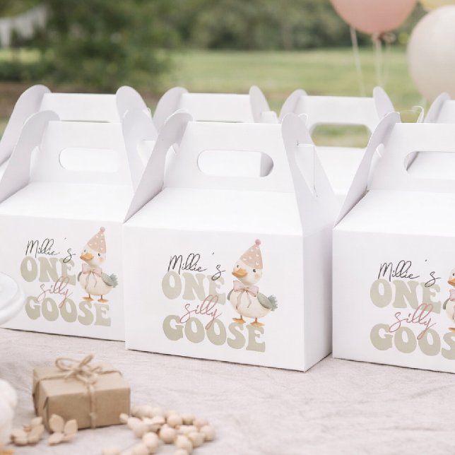 Caixinha De Lembrancinhas One Silly Goose Favor Box – First Birthday Goose P (Criador carregado)