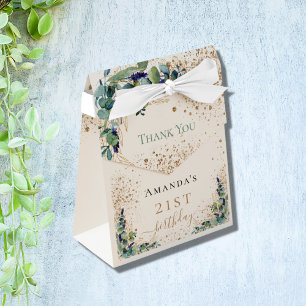 Caixinha De Lembrancinhas Ontem, eucalipto, ouro, obrigado