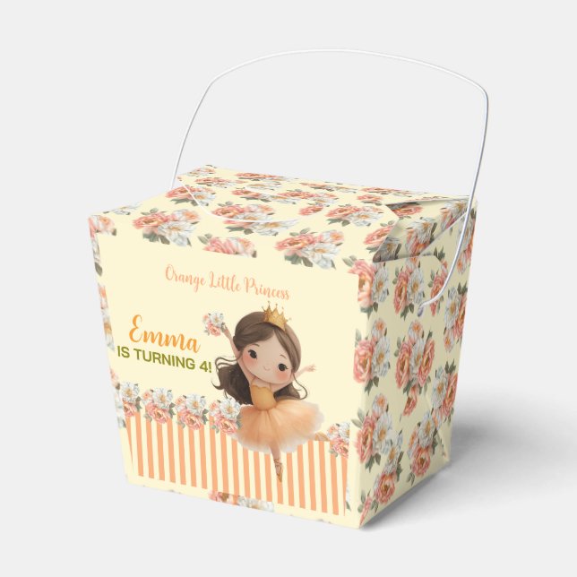 Caixinha De Lembrancinhas Orange Little Princess Ball Favor Box (Frente)