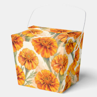 Caixinha De Lembrancinhas Orange marigold flowers pattern