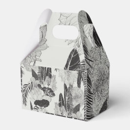 Caixinha De Lembrancinhas Ornamento com flores e palmas tropicais.