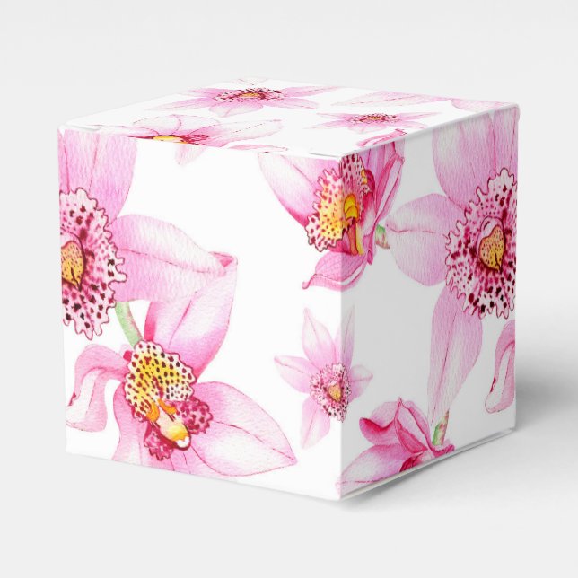 Caixinha De Lembrancinhas Orquídeas Aquarelas Design 15 (Frente)