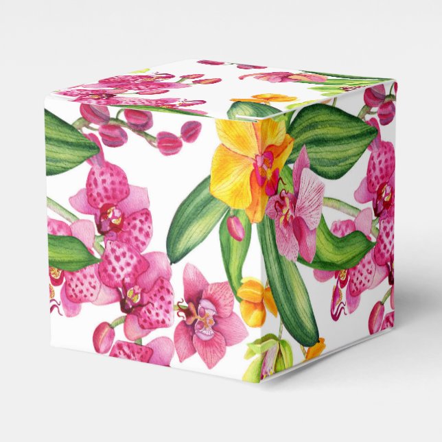 Caixinha De Lembrancinhas Orquídeas Aquarelas Design 18 (Frente)