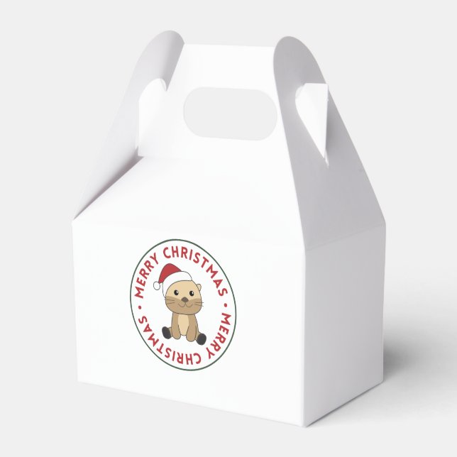 Caixinha De Lembrancinhas Otter Natal Neve Animais de inverno Otter (Frente)