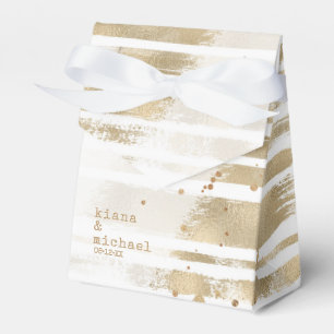 Caixinha De Lembrancinhas Ouro Brush Stroke Stripes, ID de casamento655