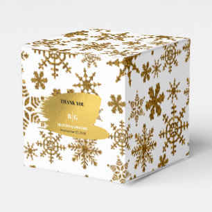 Caixinha De Lembrancinhas Ouro Flocos de Neve Casamento de Natal Festivo
