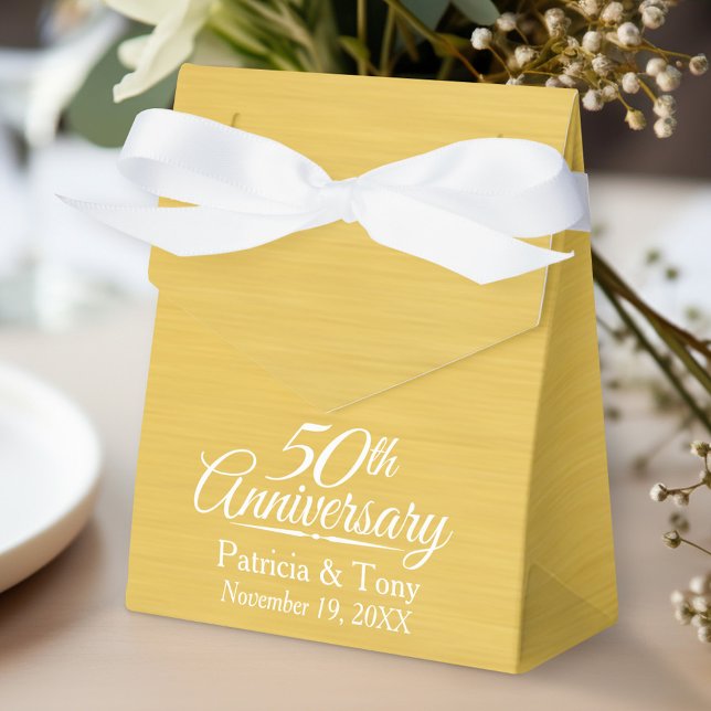 Caixinha De Lembrancinhas ouro Personalizado do 50º Aniversário do Casamento (Personalized Gift Favor Box - Wedding Anniversary)