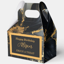 Ouro Plano e Preto Aniversário 5"l x 3"c x 6.5"a