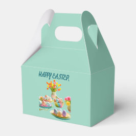 Caixinha De Lembrancinhas ovos de Páscoa flores pastel feliz verde claro