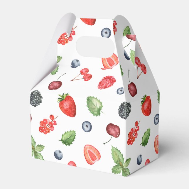 Caixinha De Lembrancinhas Padrão bonito de Berry de Aquarela (Frente)