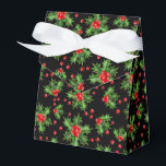 Caixinha De Lembrancinhas Padrão Clássico de Berries Vermelhos Holly Vermelh<br><div class="desc">Natal clássico contemporâneo Férias Holly e padrão das folhas. Disponível em produtos como papel de embalagem e papel tissue,  etiquetas de endereço de retorno,  etiquetas de presentes,  bolsas e caixas de favor,  adesivos e fitas.</div>